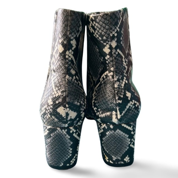 Nine West Snakeskin Ankle Boots – Black & Gray – Block Heel Western Urban - Picture 2 of 5